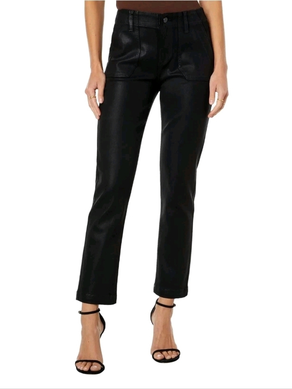 Paige | NWT Black Coated Mayslie Straight Leg Jeans Size 30